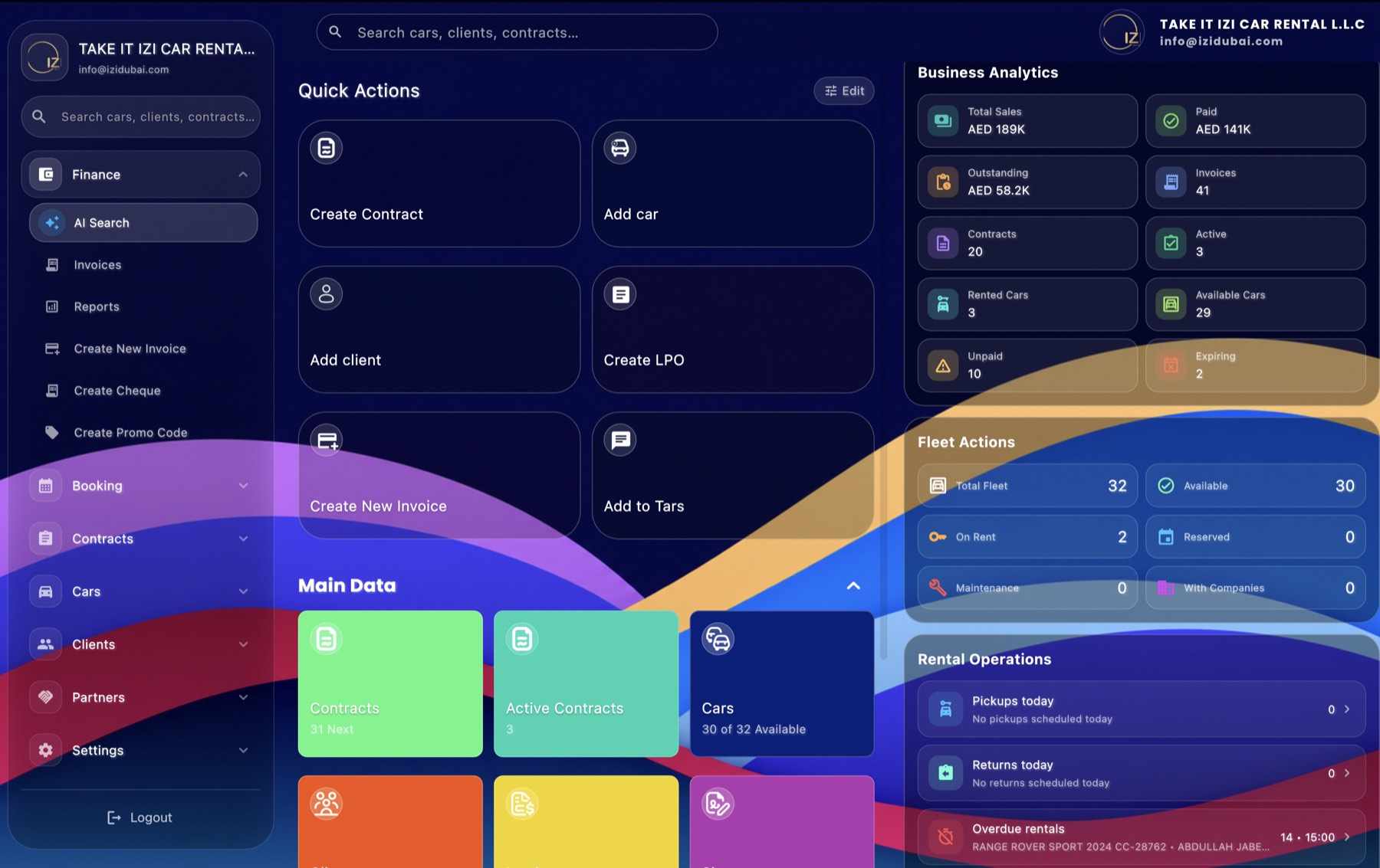 Real IZI Contract desktop dashboard